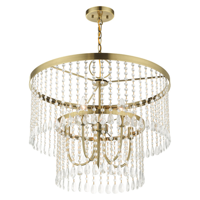 Five Light Chandelier from the Elizabeth collection in Antique Brass finish