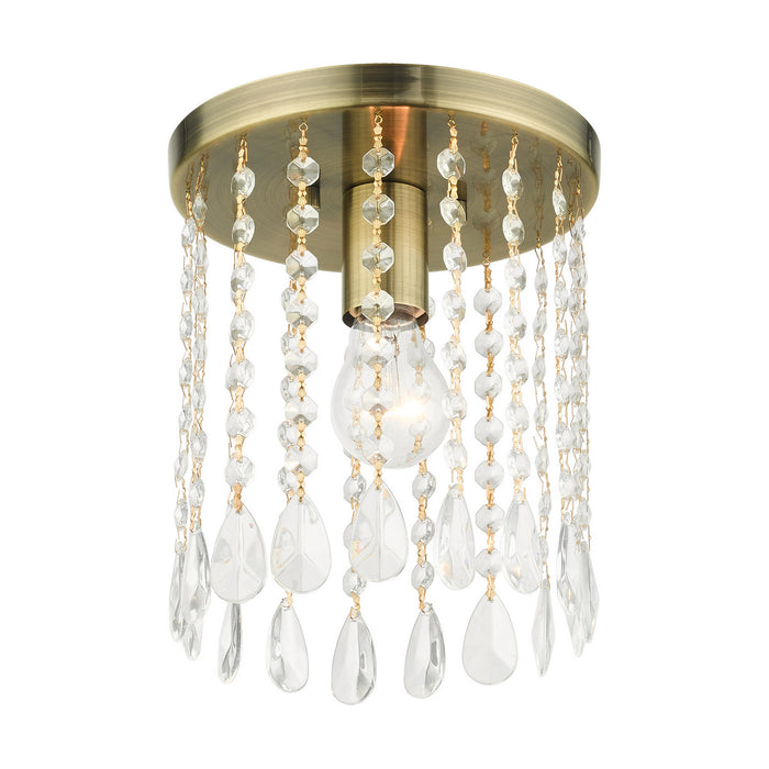 One Light Flush Mount from the Elizabeth collection in Antique Brass finish