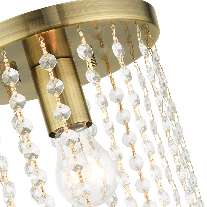 One Light Flush Mount from the Elizabeth collection in Antique Brass finish