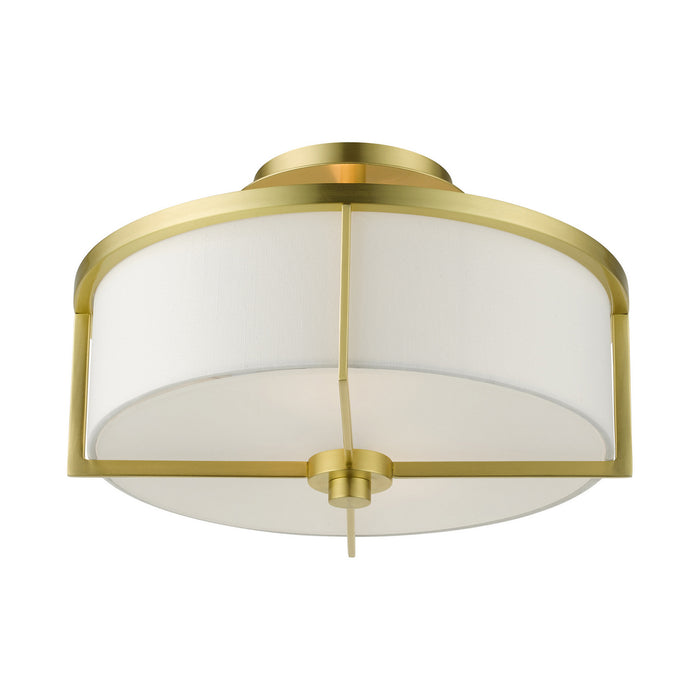 Two Light Semi Flush Mount from the Wesley collection in Satin Brass finish