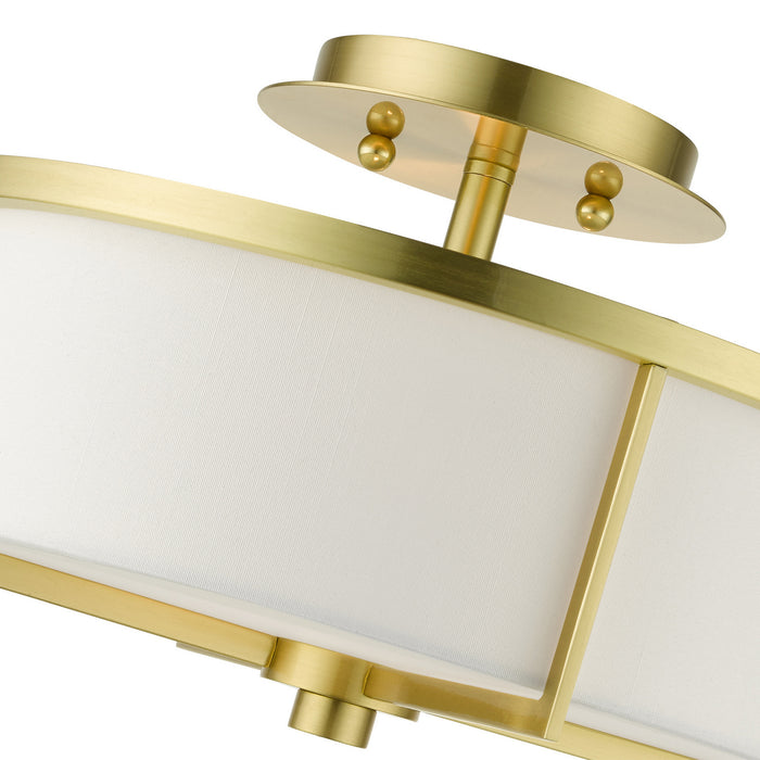 Two Light Semi Flush Mount from the Wesley collection in Satin Brass finish