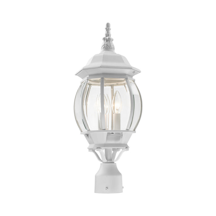 Three Light Outdoor Post Top Lantern from the Frontenac collection in Textured White finish