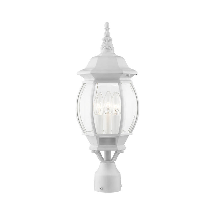 Three Light Outdoor Post Top Lantern from the Frontenac collection in Textured White finish