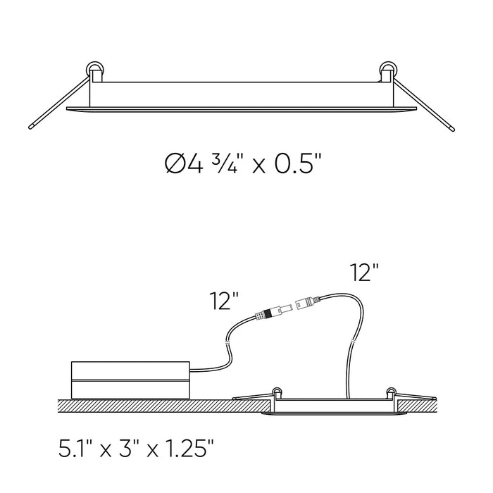 LED Recessed Panel Light in Black finish