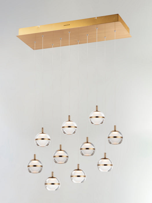 LED Pendant from the Swank collection in Natural Aged Brass finish