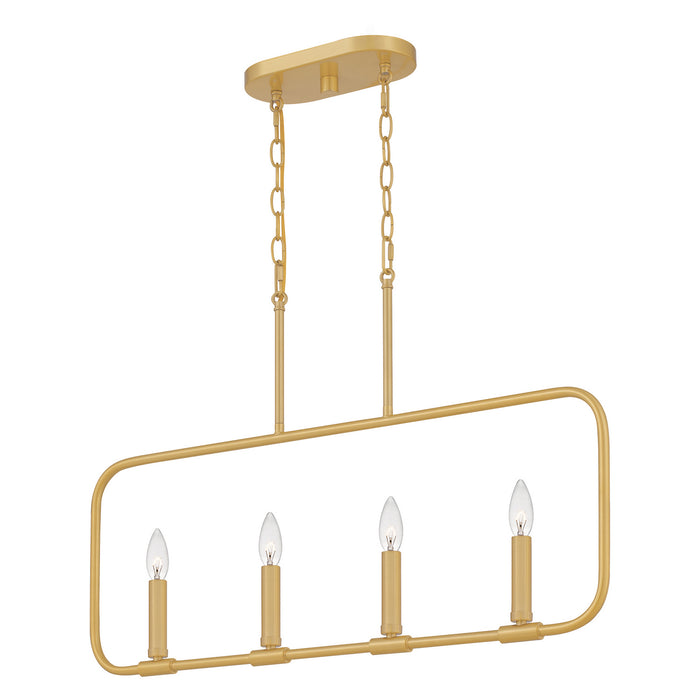 Four Light Linear Chandelier from the Abner collection in Aged Brass finish