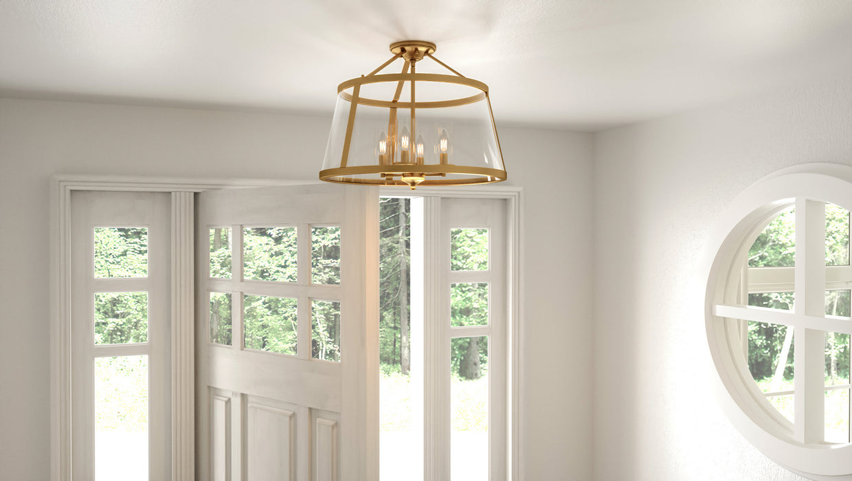 Four Light Semi-Flush Mount from the Barlow collection in Weathered Brass finish