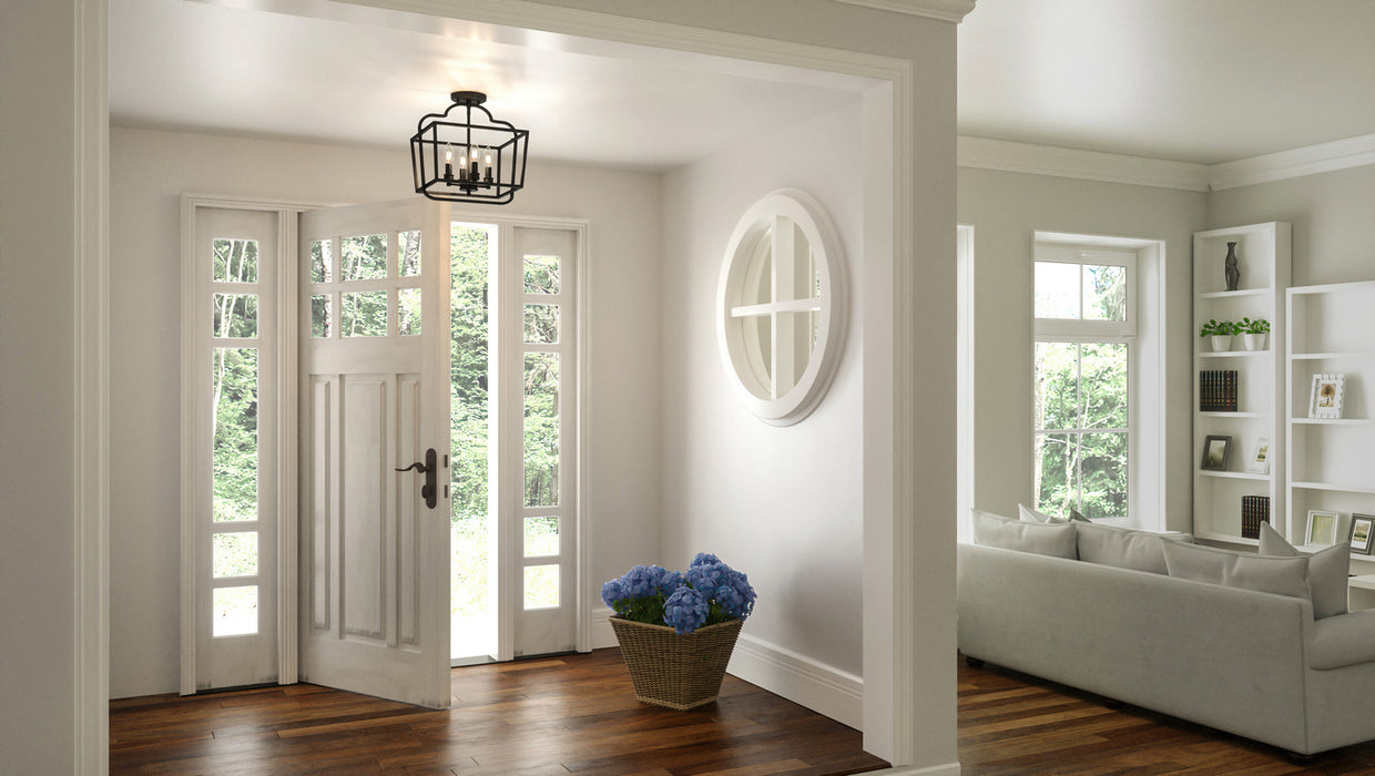 Four Light Semi-Flush Mount from the Blanche collection in Matte Black finish