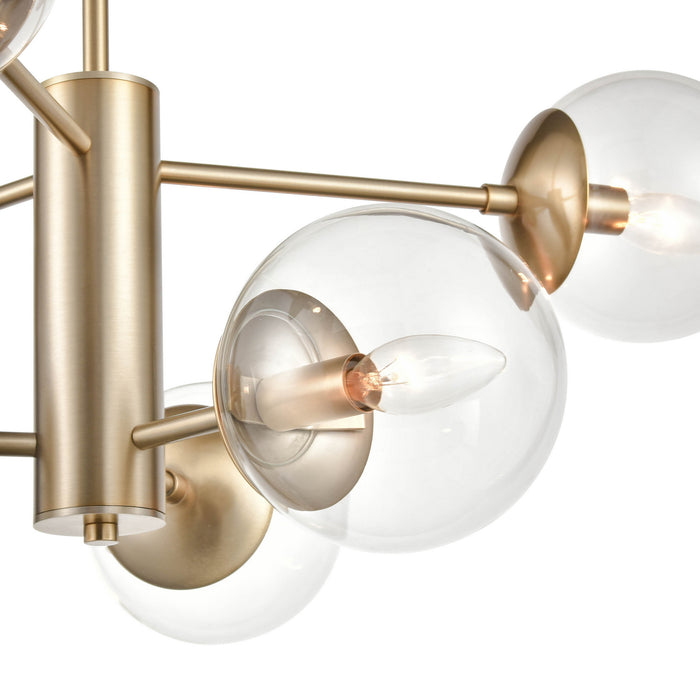 Six Light Chandelier from the Avell collection in Modern Gold finish