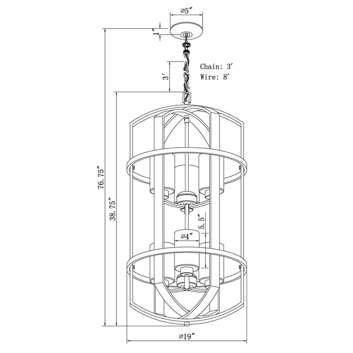 Six Light Entry Chandelier from the Hyde collection in Antique Bronze finish