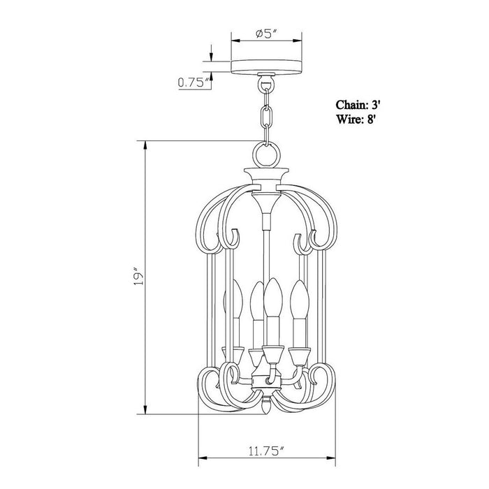 Four Light Foyer Pendant from the Ione collection in Black finish