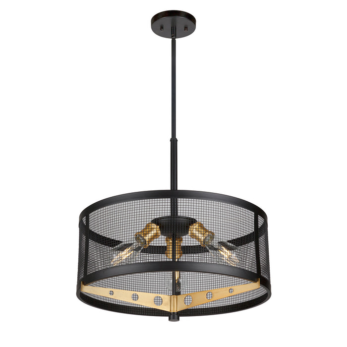 Three Light Pendant from the Takoma collection in Black and Soft Gold finish