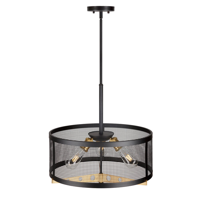 Three Light Pendant from the Takoma collection in Black and Soft Gold finish