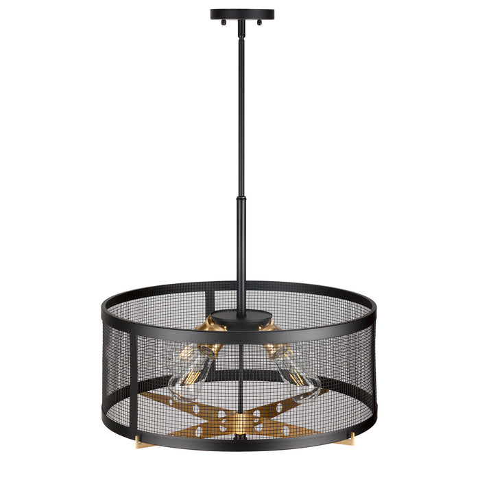 Four Light Pendant from the Takoma collection in Black and Soft Gold finish