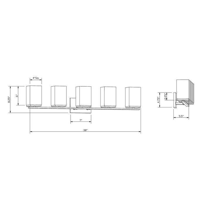 Five Light Bath Bracket from the Ella collection in Chrome finish