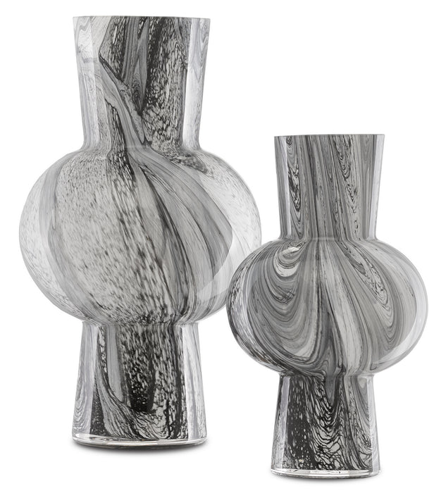 Vase Set of 2 in Black/White finish