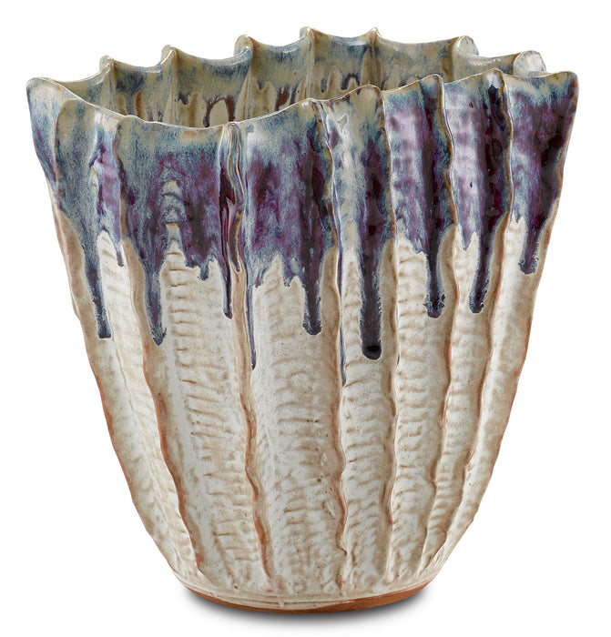 Vase in White with Blue and Purple Drip finish