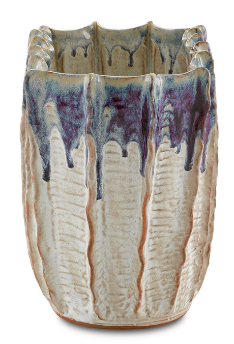 Vase in White with Blue and Purple Drip finish