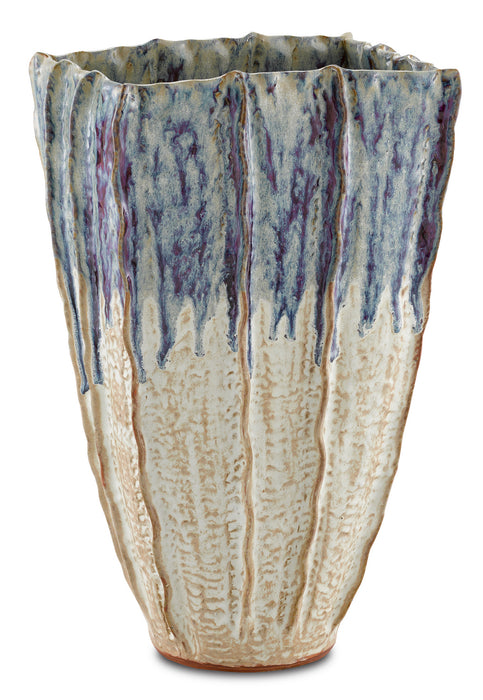 Vase in White with Blue and Purple Drip finish