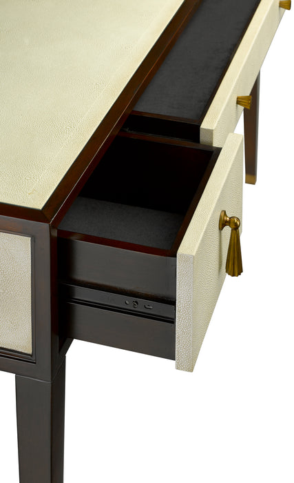 Desk in Ivory/Dark Walnut/Brass/Clear finish