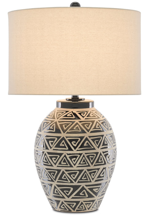 One Light Table Lamp in Glossy Black/Sand finish
