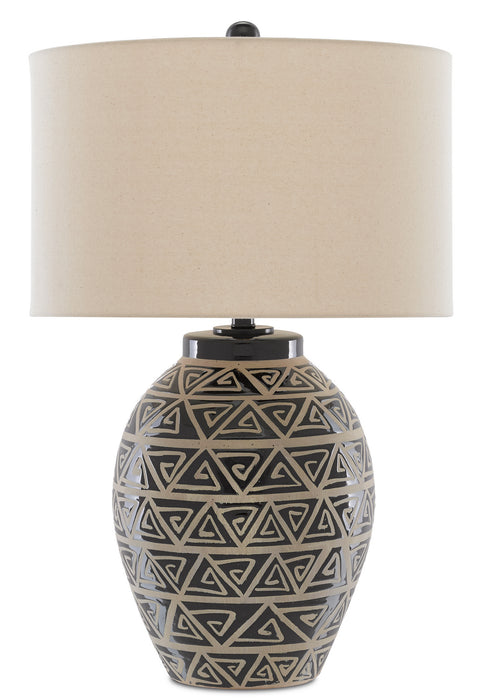One Light Table Lamp in Glossy Black/Sand finish