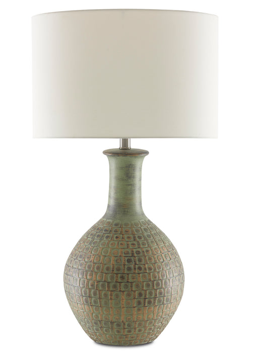 One Light Table Lamp in Dark Moss Green/Gold finish