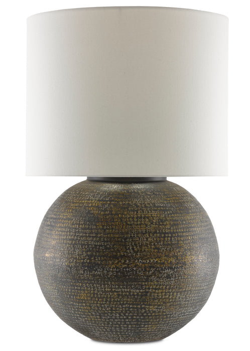 One Light Table Lamp in Antique Gold/Black/Whitewash finish