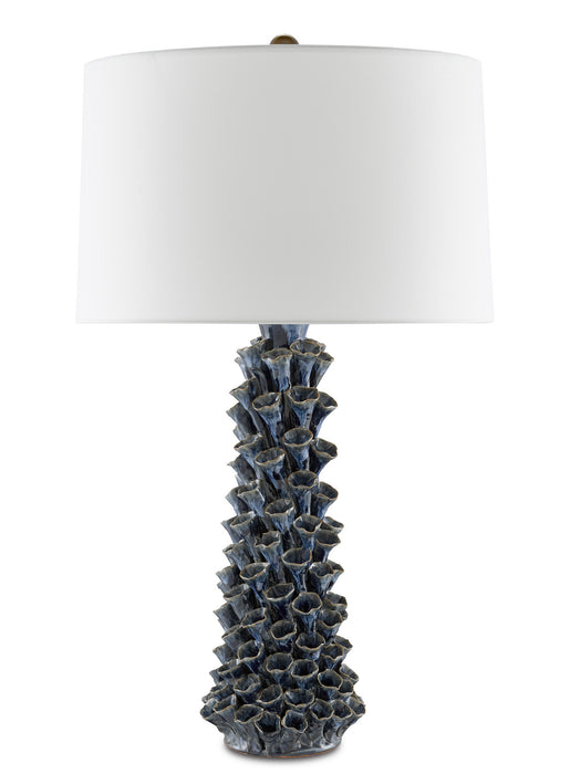 One Light Table Lamp in Blue Drip Glaze finish