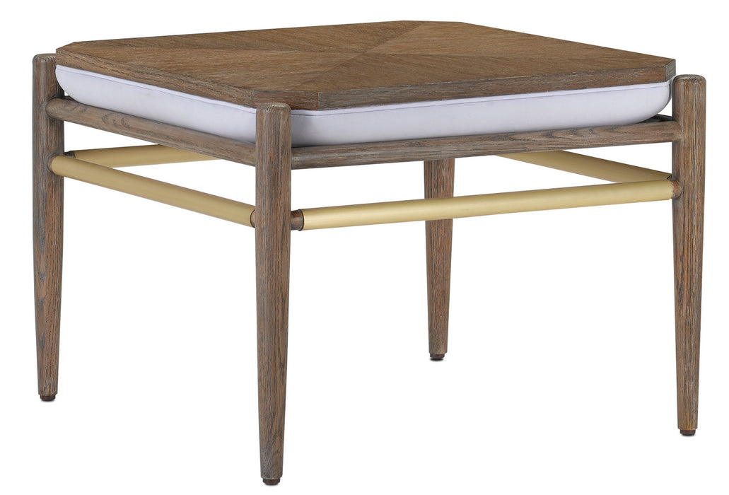 Ottoman in Light Pepper/Brushed Brass finish