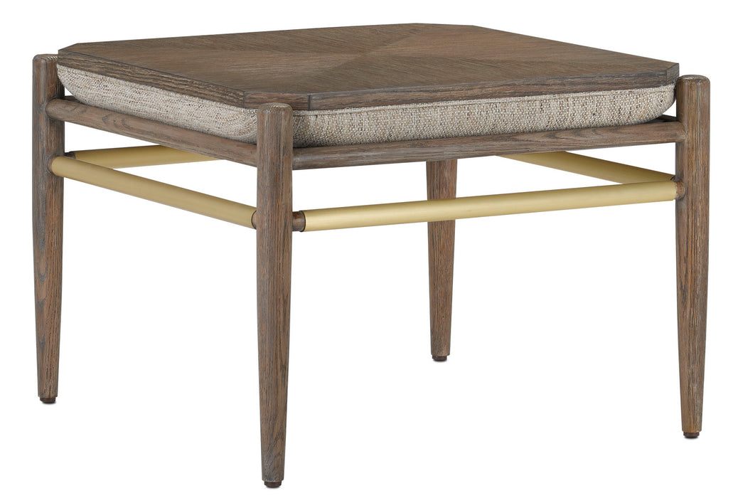 Ottoman in Light Pepper/Brushed Brass finish