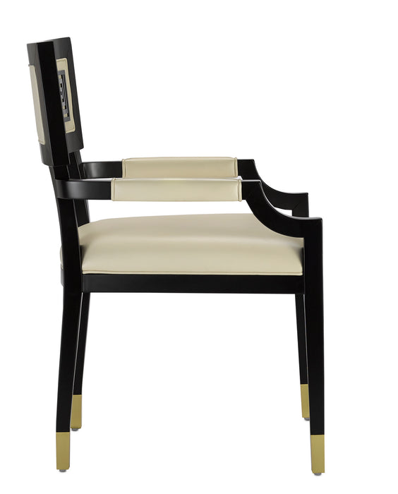 Chair from the Barry Goralnick collection in Caviar Black/Brushed Brass/Milk Leather finish