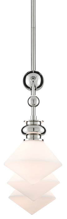 Three Light Chandelier in Polished Nickel/White finish