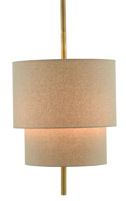 Three Light Chandelier in Antique Brass/Linen finish