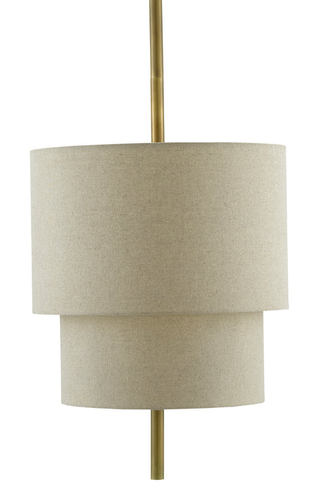 Three Light Chandelier in Antique Brass/Linen finish