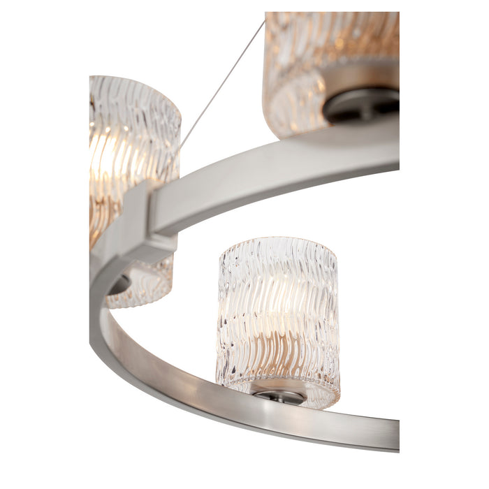 Six Light Chandelier from the Stadium collection in Satin Nickel finish