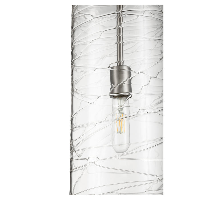 One Light Pendant in Satin Nickel w/ Textured Glass finish