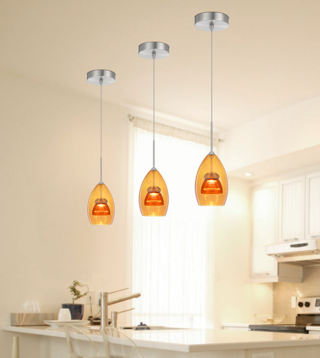 LED Mini Pendant in Amber/Yellow finish