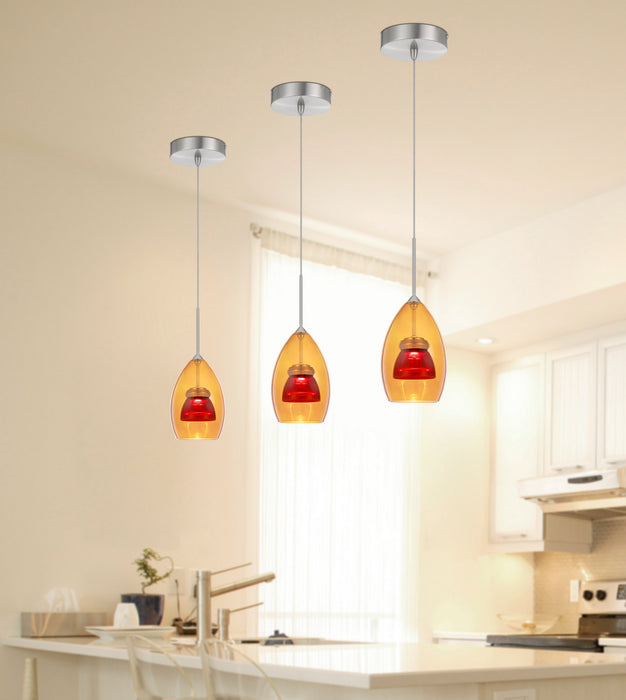 LED Mini Pendant in Amber/Red finish