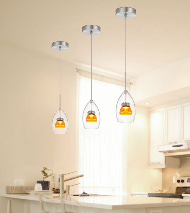 LED Mini Pendant in Clear Yellow finish