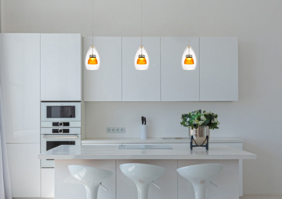 LED Mini Pendant in Frosted Yellow finish