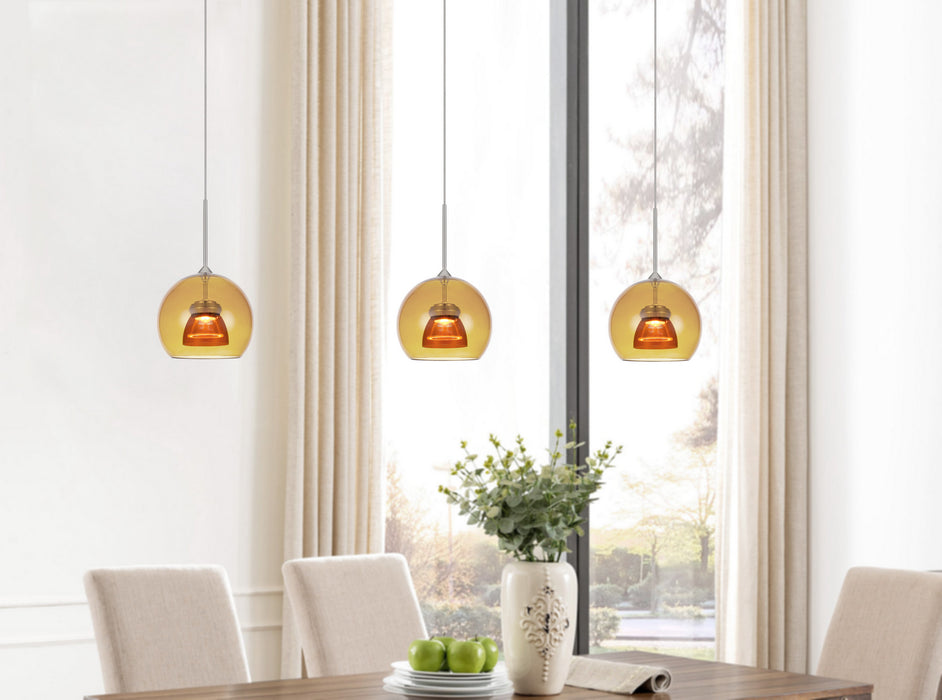 LED Mini Pendant in Amber/Yellow finish