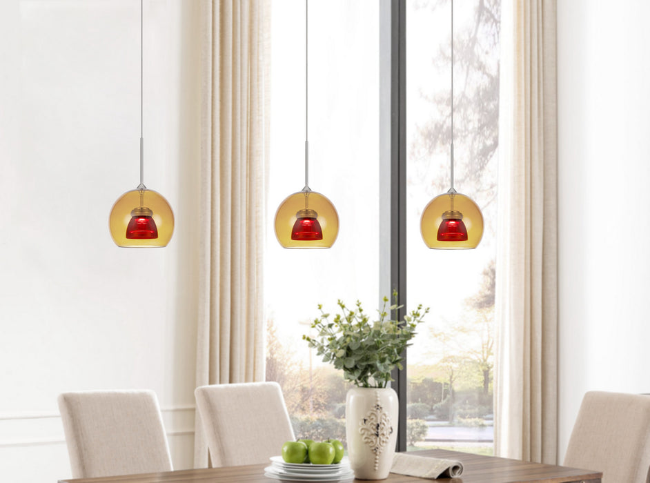 LED Mini Pendant in Amber/Red finish