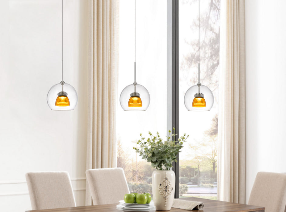 LED Mini Pendant in Clear Yellow finish