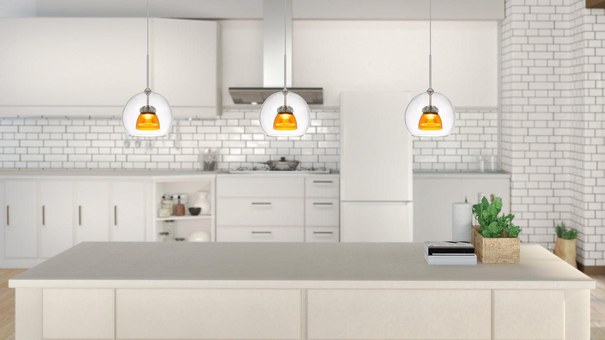 LED Mini Pendant in Clear Yellow finish