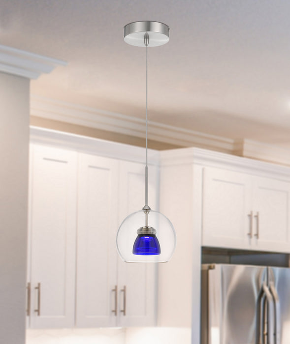 LED Mini Pendant in Clear Blue finish