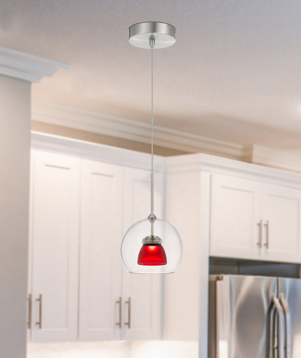 LED Mini Pendant in Frosted Red finish