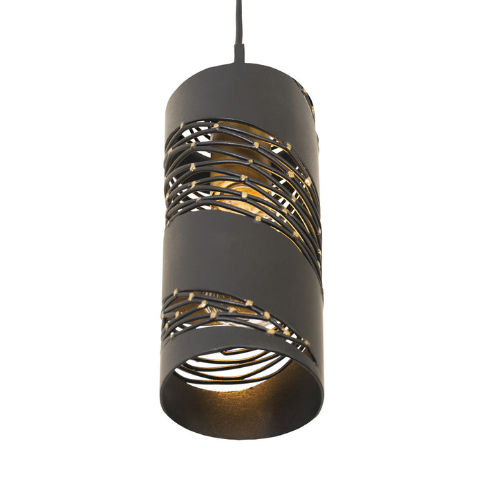 One Light Mini Pendant from the Flow collection in Matte Black/French Gold finish