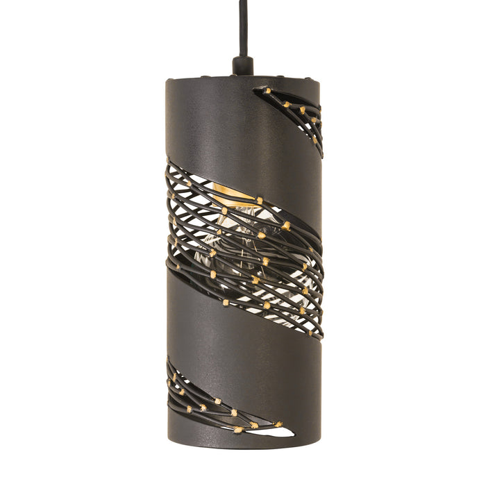 One Light Mini Pendant from the Flow collection in Matte Black/French Gold finish