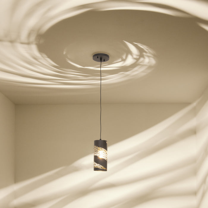 One Light Mini Pendant from the Flow collection in Matte Black/French Gold finish